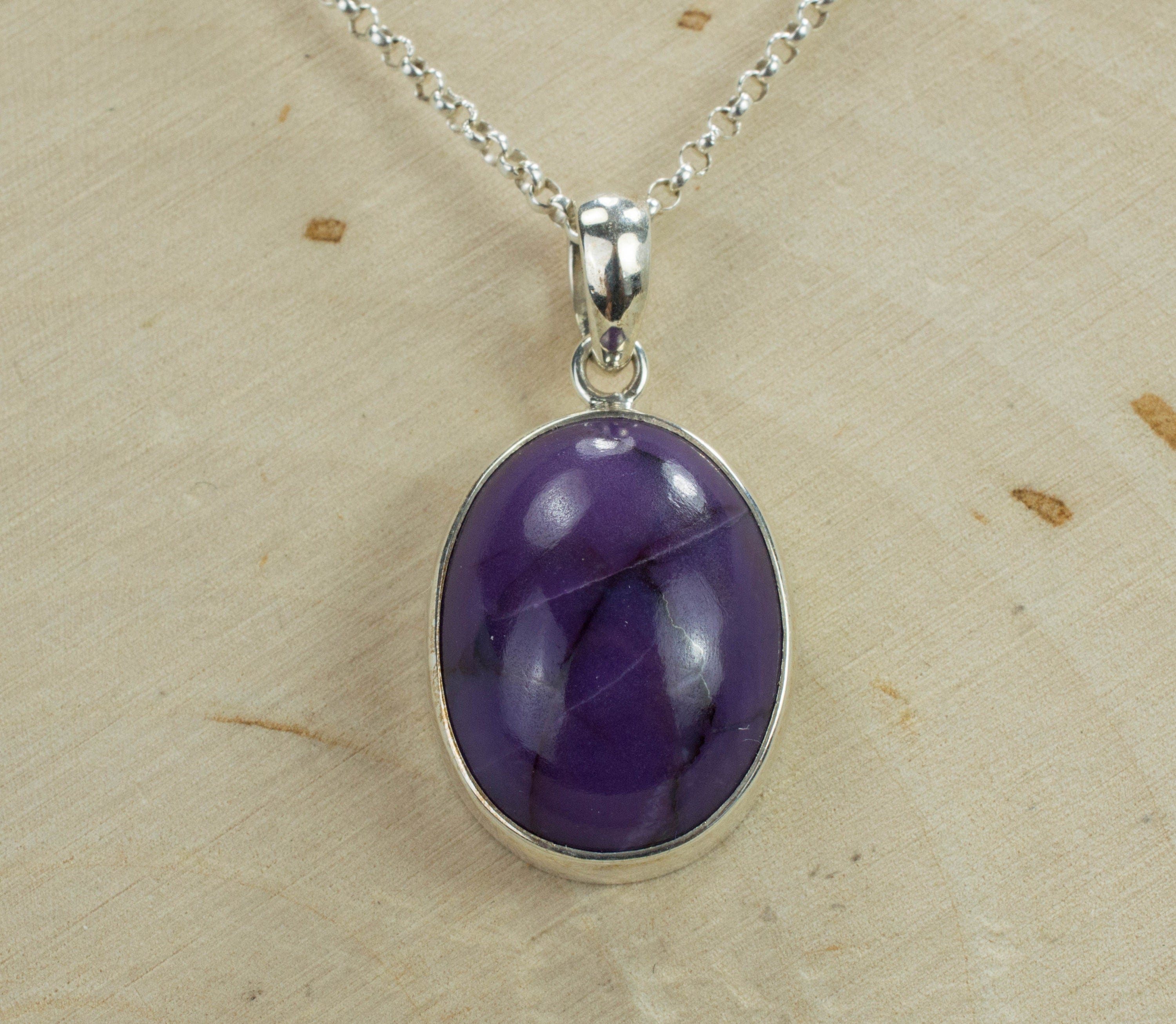 Sugilite Sterling Silver Pendant; Genuine Untreated South African Sugilite; 22.025cts - Mark Oliver Gems