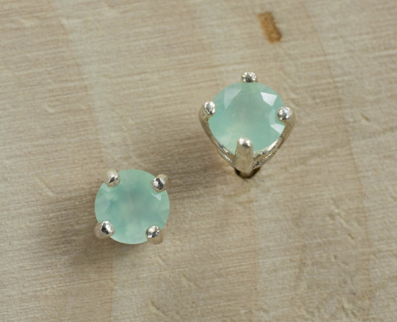Chrysoprase Sterling Silver Earrings, Genuine Untreated Australia Chrysoprase; 0.605cts