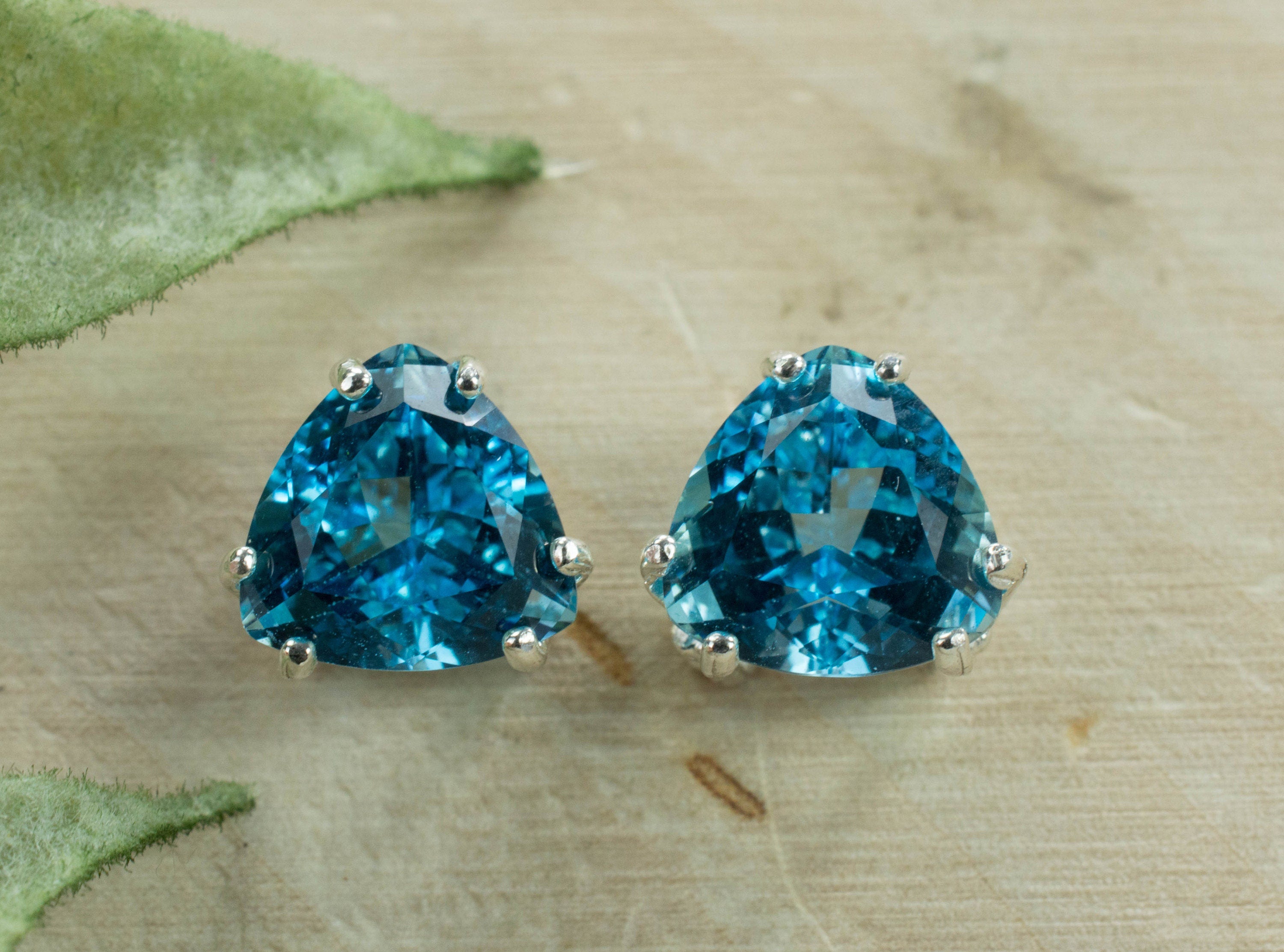 Blue Topaz Sterling Silver Earrings; Genuine Brazilian Topaz; Topaz Earrings; 4.365cts - Mark Oliver Gems
