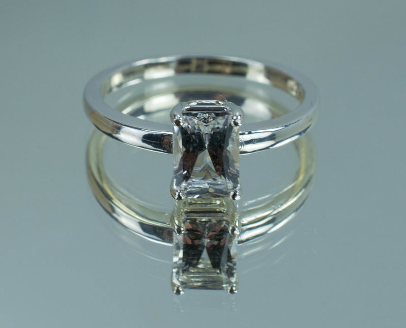 Goshenite Sterling Silver Ring; Genuine Untreated Mozambique Beryl; Platinum Beryl Solitaire