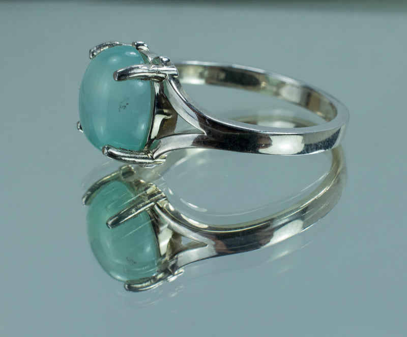 Aquaprase Sterling Silver Ring, Genuine Untreated African Aquaprase™; Aquaprase Ring