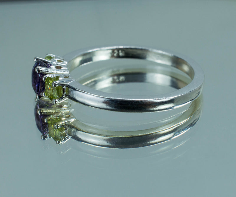 Purple Sapphire and Sphene Ring, Genuine Untreated Sapphire and Sphene; Sapphire Ring; Sphene Ring