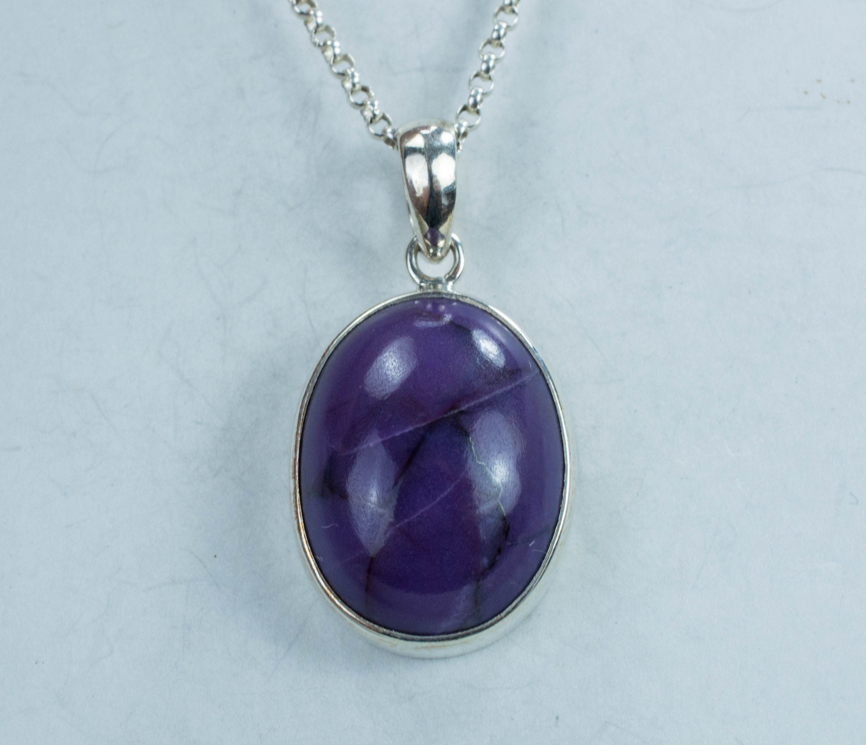 Sugilite Sterling Silver Pendant; Genuine Untreated South African Sugilite; 22.025cts - Mark Oliver Gems