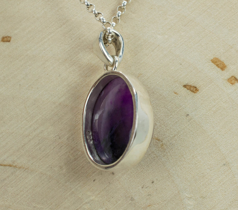 Sugilite Sterling Silver Pendant; Genuine Untreated South African Sugilite; 14.865cts