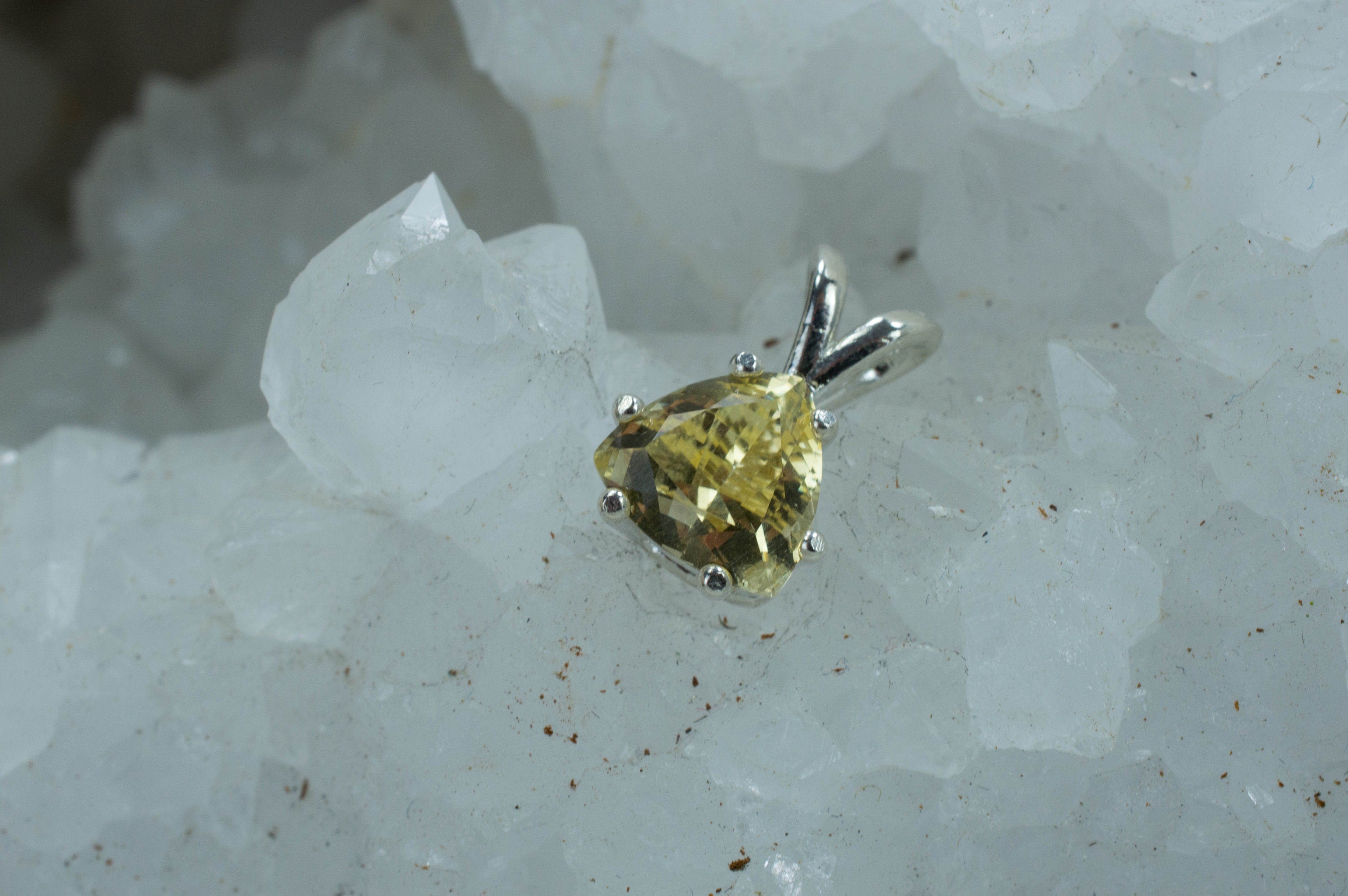 Danburite Sterling Silver Pendant; Genuine Untreated Mexican Yellow Danburite; Yellow Danburite Pendant - Mark Oliver Gems