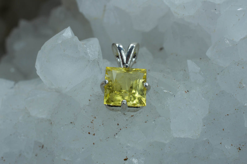 Danburite Sterling Silver Pendant; Genuine Untreated Mexican Yellow Danburite; Yellow Danburite Necklace