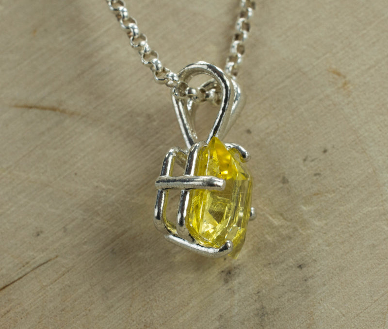 Danburite Sterling Silver Pendant; Genuine Untreated Mexican Yellow Danburite; Yellow Danburite Necklace