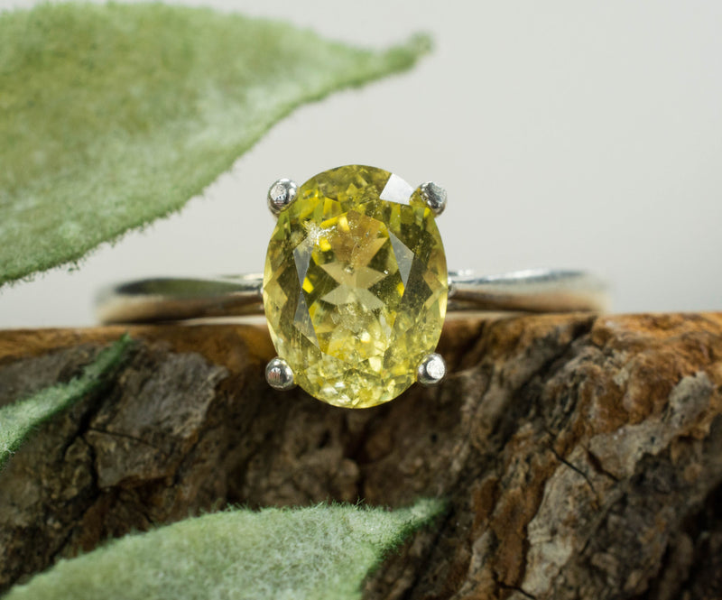 Yellow Danburite Sterling Silver Ring; Natural Untreated Mexican Danburite; Danburite Ring