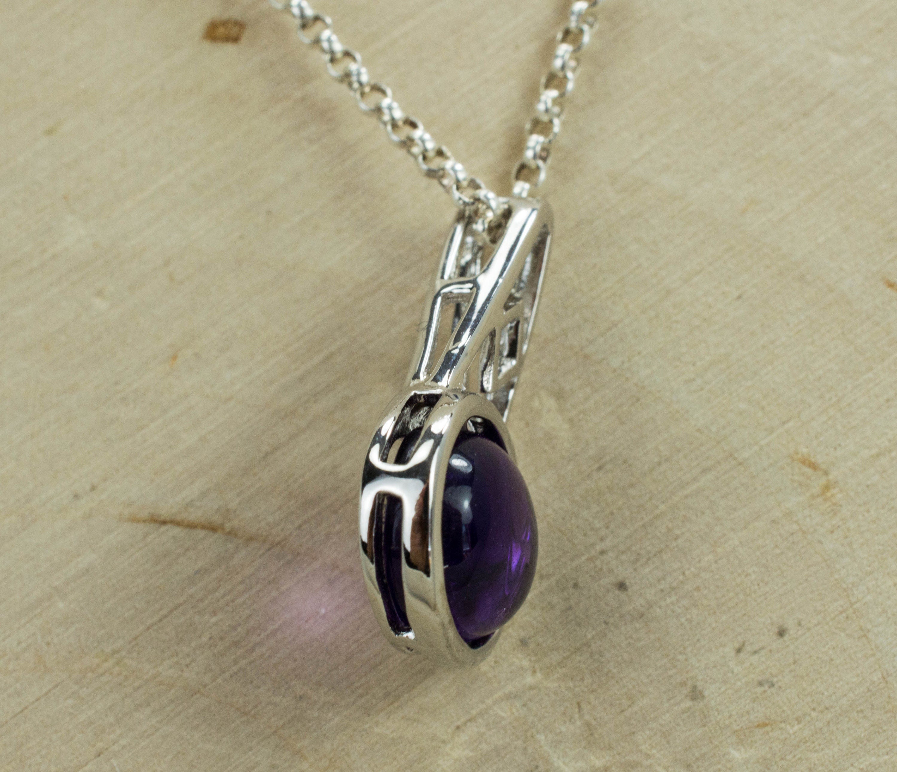 Amethyst Sterling Silver Necklace, Natural Untreated Brazilian Amethyst - Mark Oliver Gems