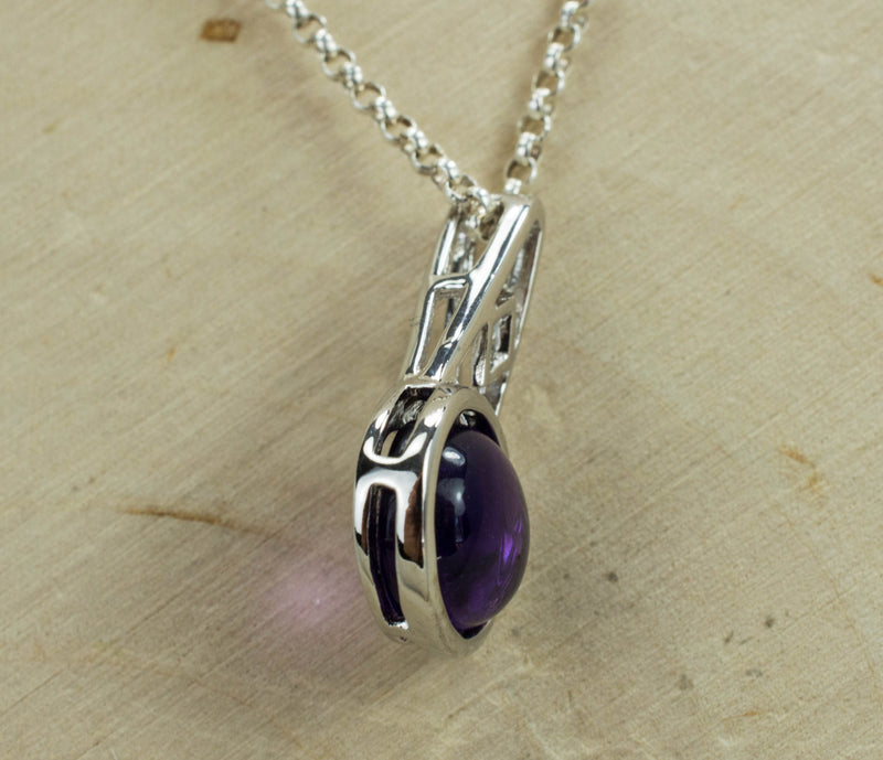 Amethyst Sterling Silver Necklace, Natural Untreated Brazilian Amethyst