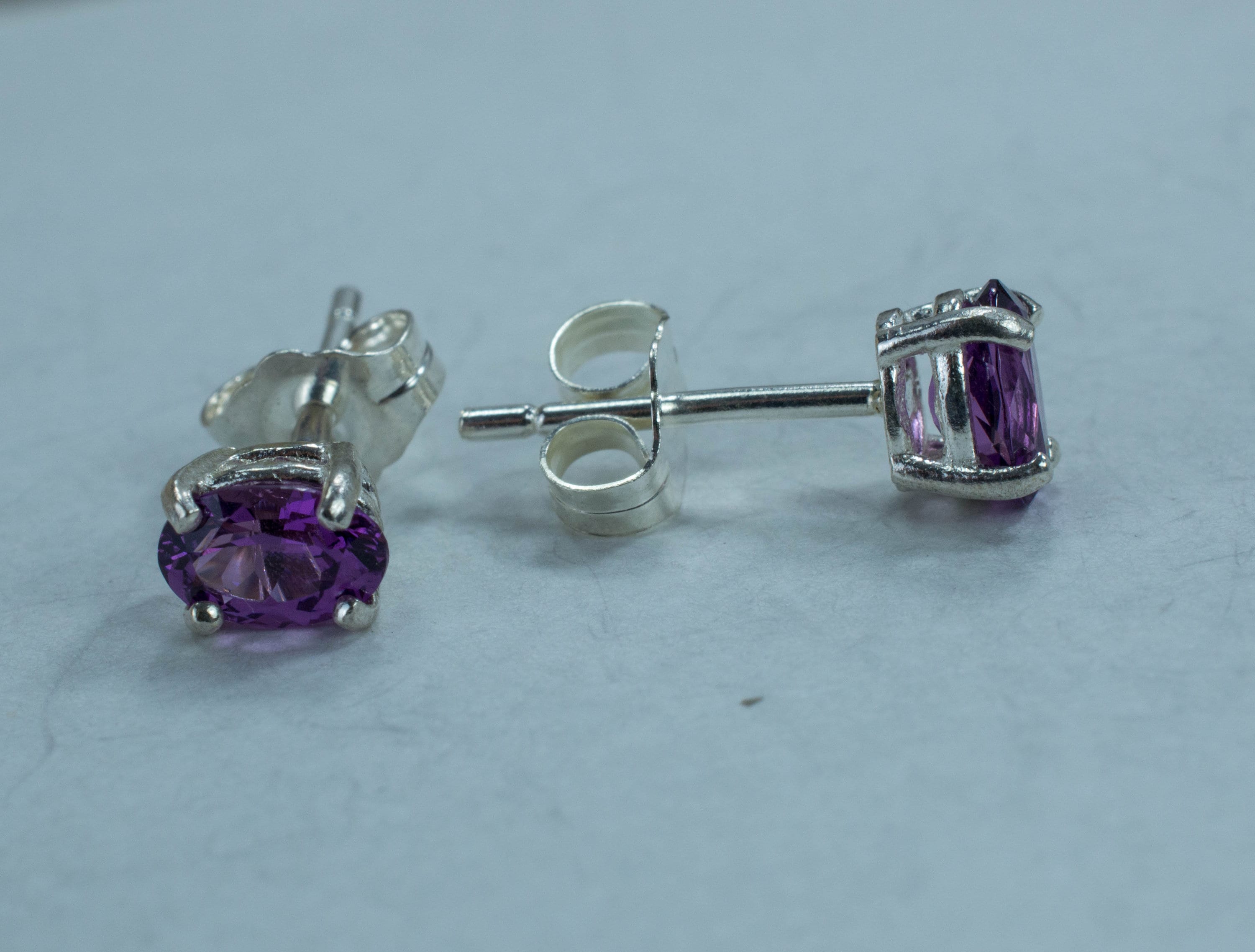 Purple Garnet Sterling Silver Earrings, Genuine Untreated Rare Mozambique Garnet; 0.905cts - Mark Oliver Gems