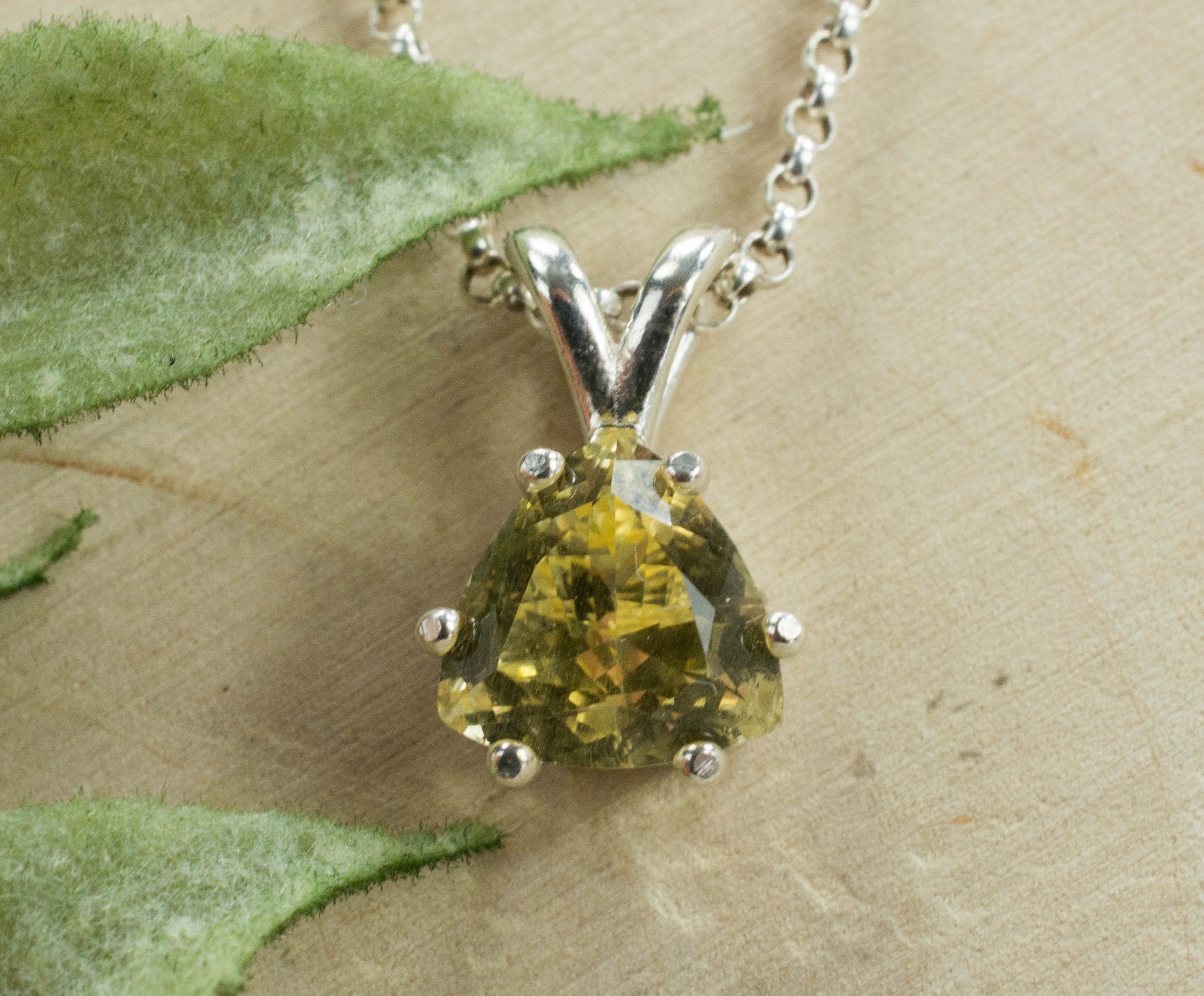 Danburite Sterling Silver Pendant; Genuine Untreated Mexican Yellow Danburite; Yellow Danburite Pendant - Mark Oliver Gems