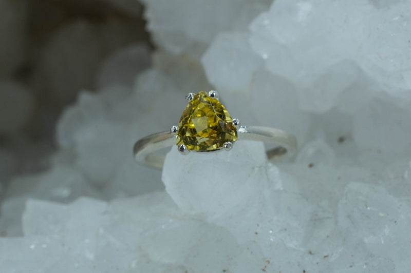 Yellow Danburite Sterling Silver Ring; Genuine Untreated Mexico Danburite; Danburite Ring