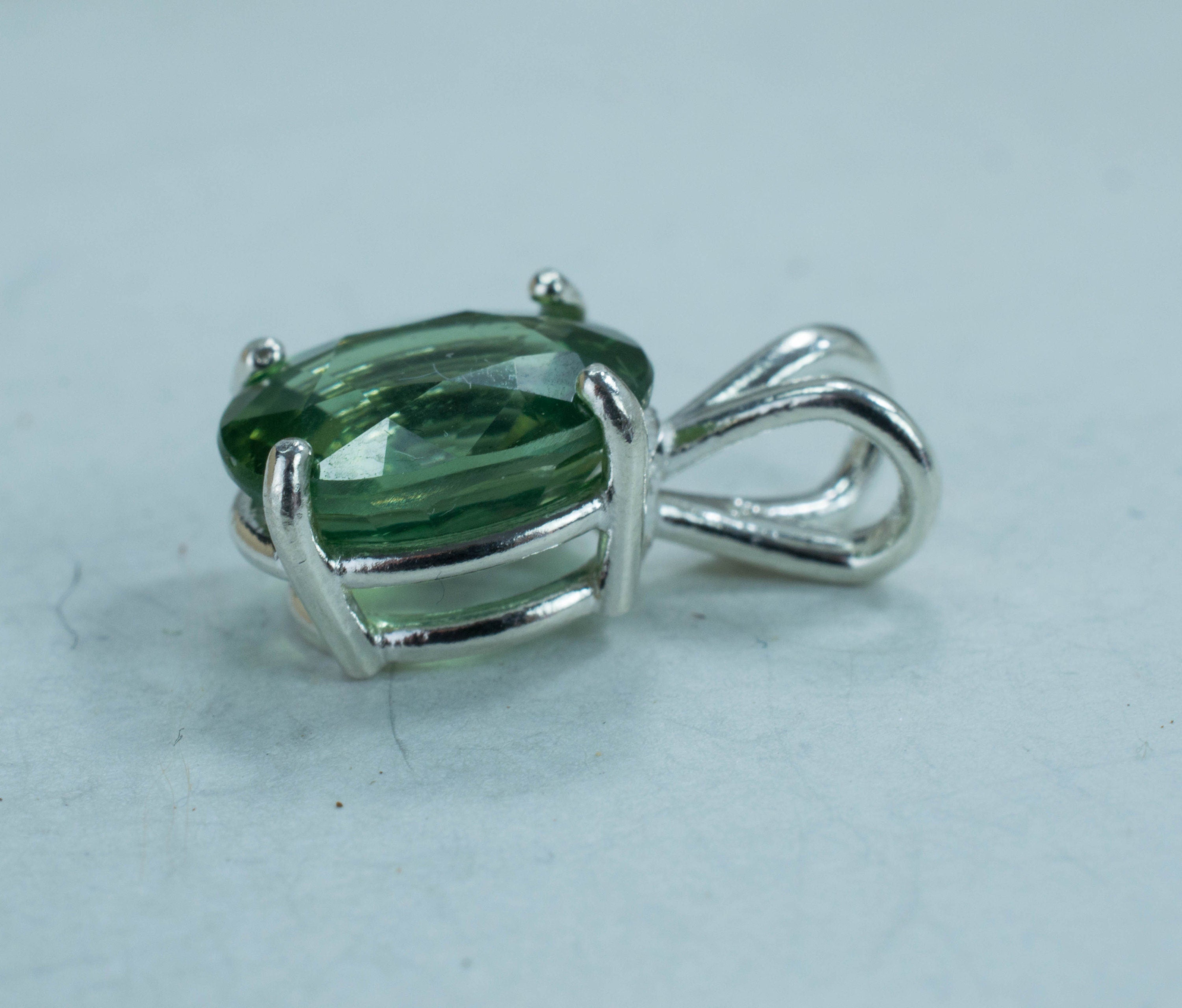 Green Apatite Sterling Silver Pendant; Natural Untreated Madagascar Apatite; Apatite Pendant - Mark Oliver Gems