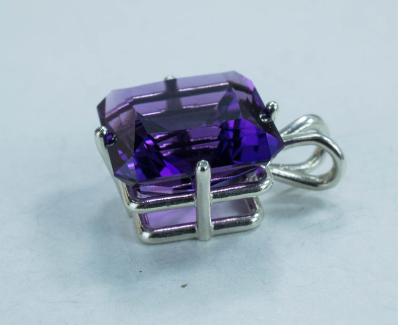 Amethyst Sterling Silver Pendant, Genuine Untreated Brazil Amethyst; 10.015cts