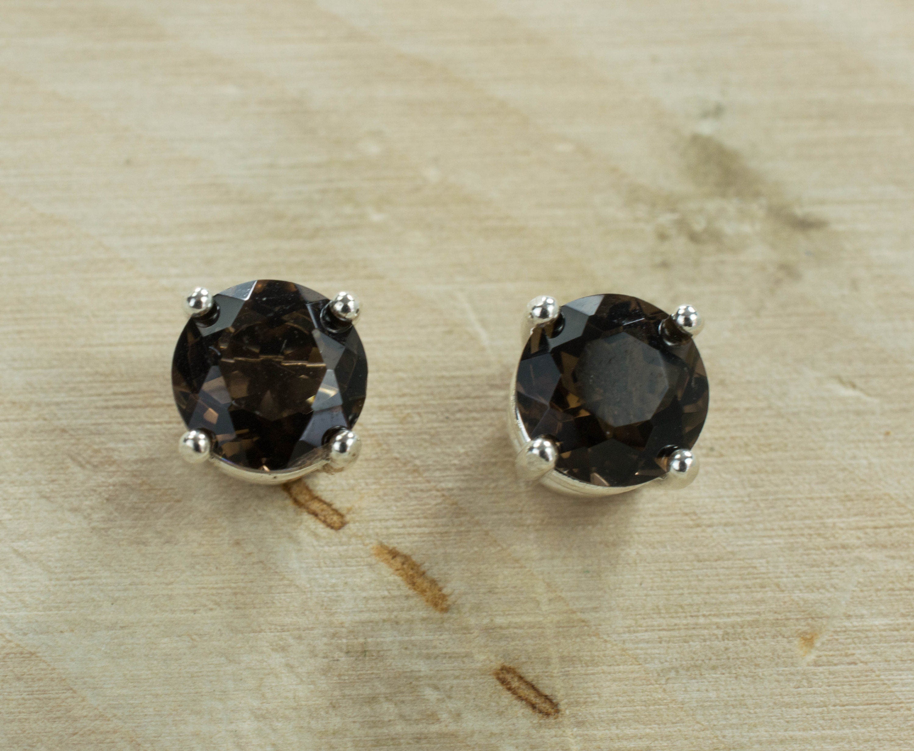 Smoky Quartz Sterling Silver Earrings; Genuine Untreated USA Quartz; Smokey Quartz Earrings; 1.570cts - Mark Oliver Gems