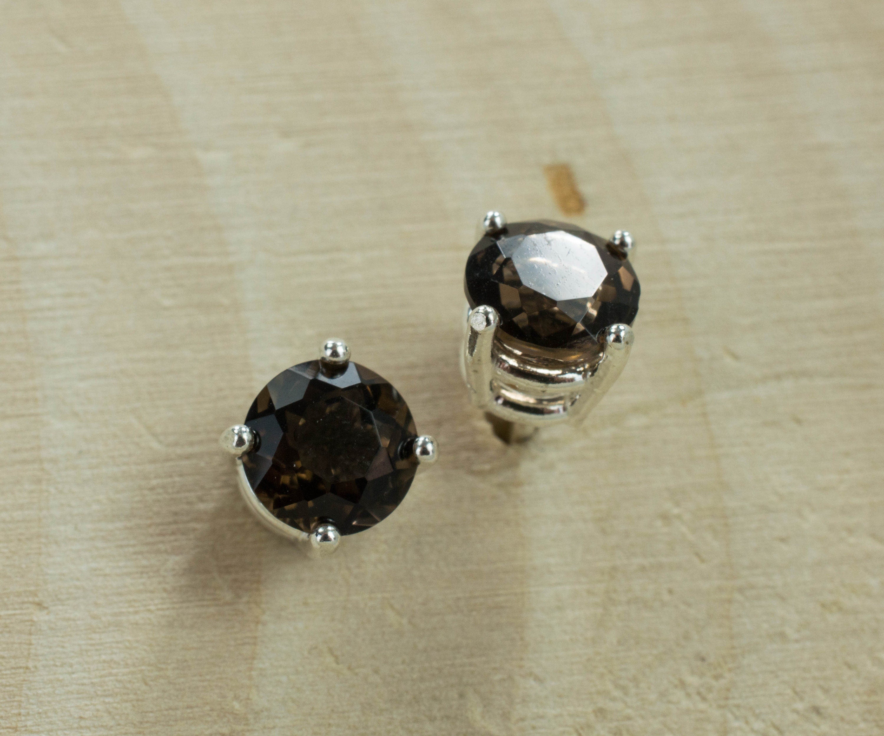 Smoky Quartz Sterling Silver Earrings; Genuine Untreated USA Quartz; Smokey Quartz Earrings; 1.570cts - Mark Oliver Gems