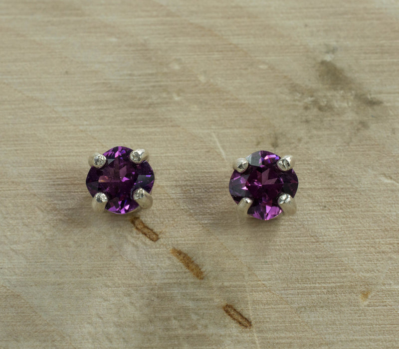 Purple Garnet Sterling Silver Earrings, Genuine Untreated Rare Mozambique Garnet; 0.865cts