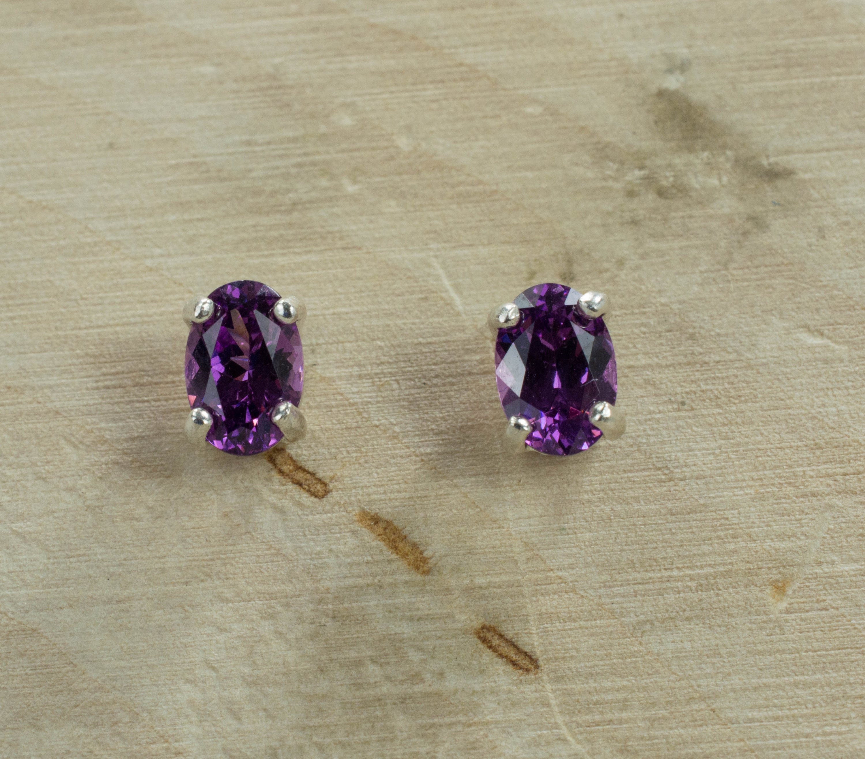 Purple Garnet Sterling Silver Earrings, Genuine Untreated Rare Mozambique Garnet; 0.905cts - Mark Oliver Gems