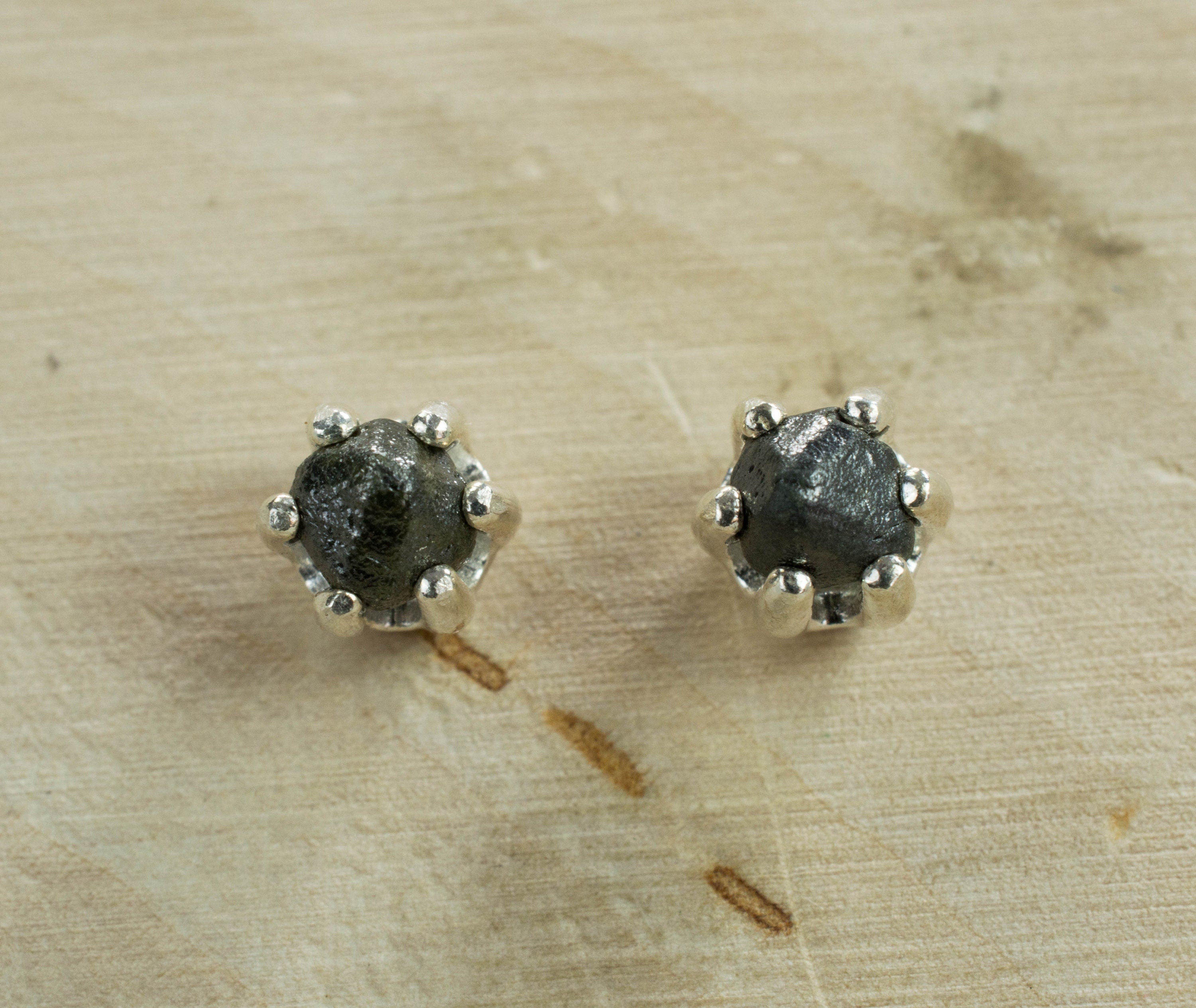 Black Diamond Sterling Silver Earrings; Genuine Untreated Ethiopian Diamonds; 1.235cts - Mark Oliver Gems