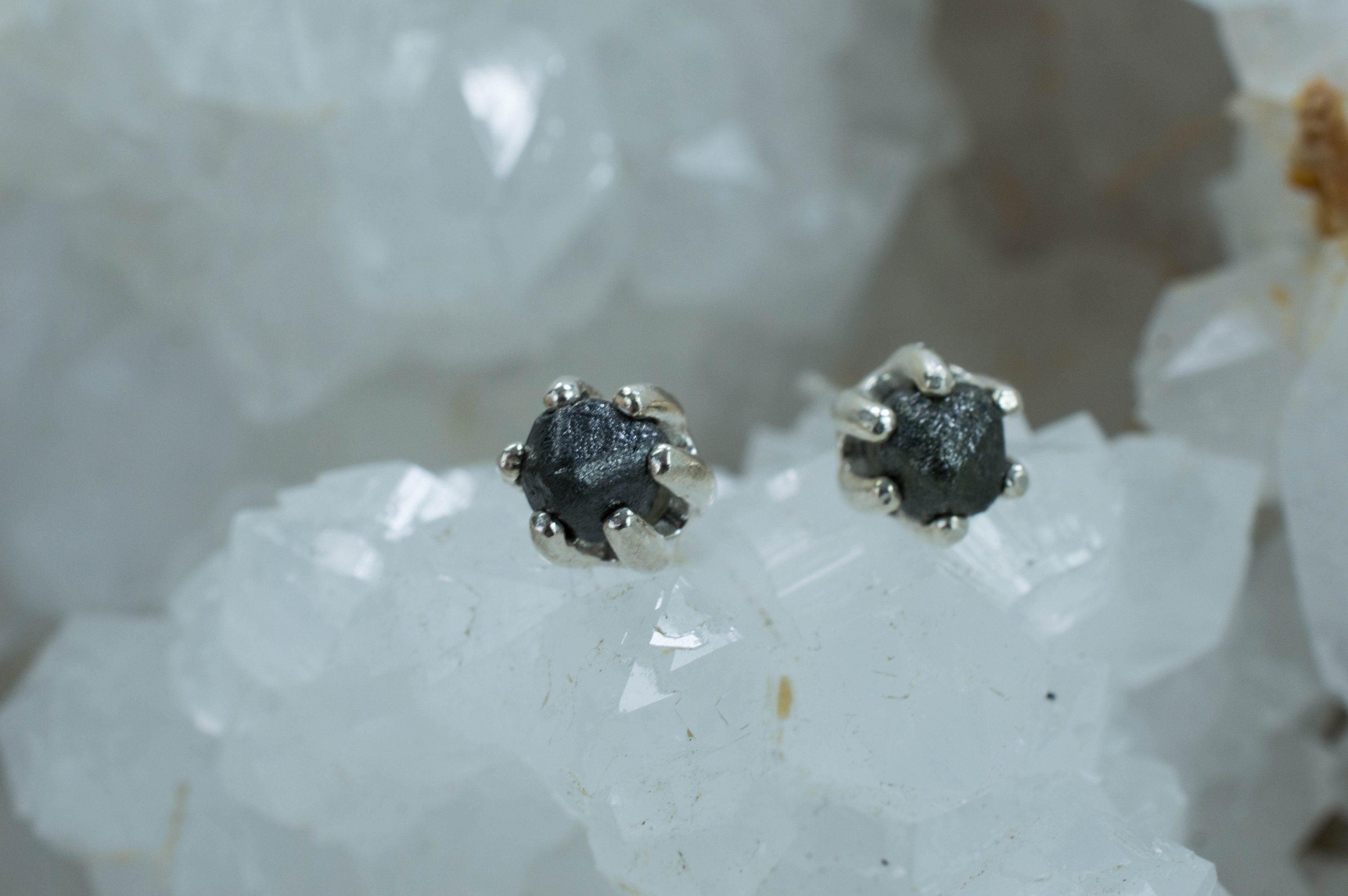 Black Diamond Sterling Silver Earrings; Genuine Untreated Ethiopian Diamonds; 1.235cts - Mark Oliver Gems