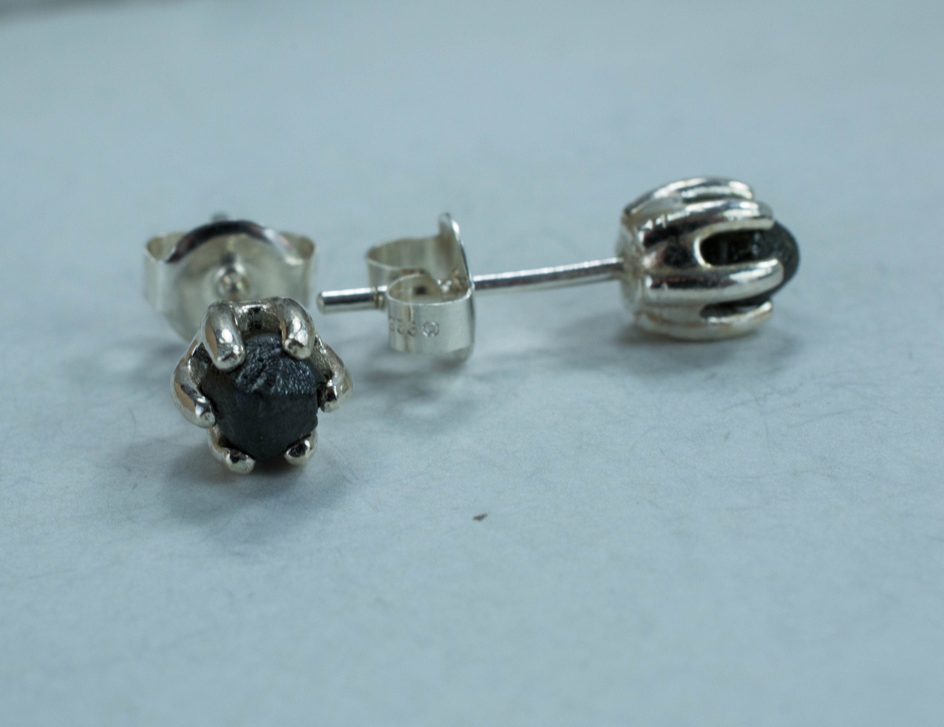 Black Diamond Sterling Silver Earrings; Genuine Untreated Ethiopian Diamonds; 1.235cts - Mark Oliver Gems