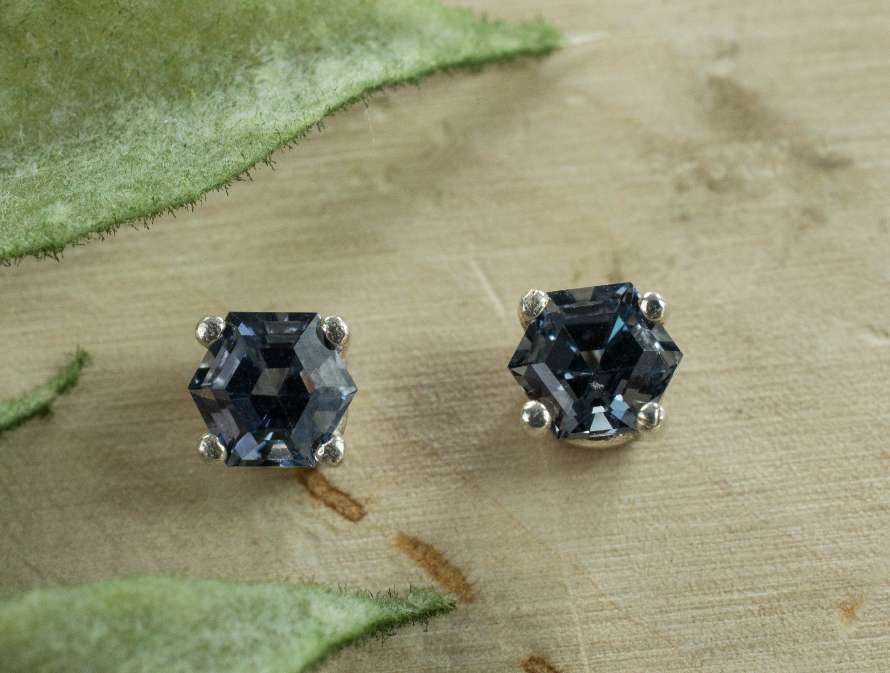 Gray Spinel Earrings; Genuine Untreated Mozambique Spinel; 1.035cts - Mark Oliver Gems