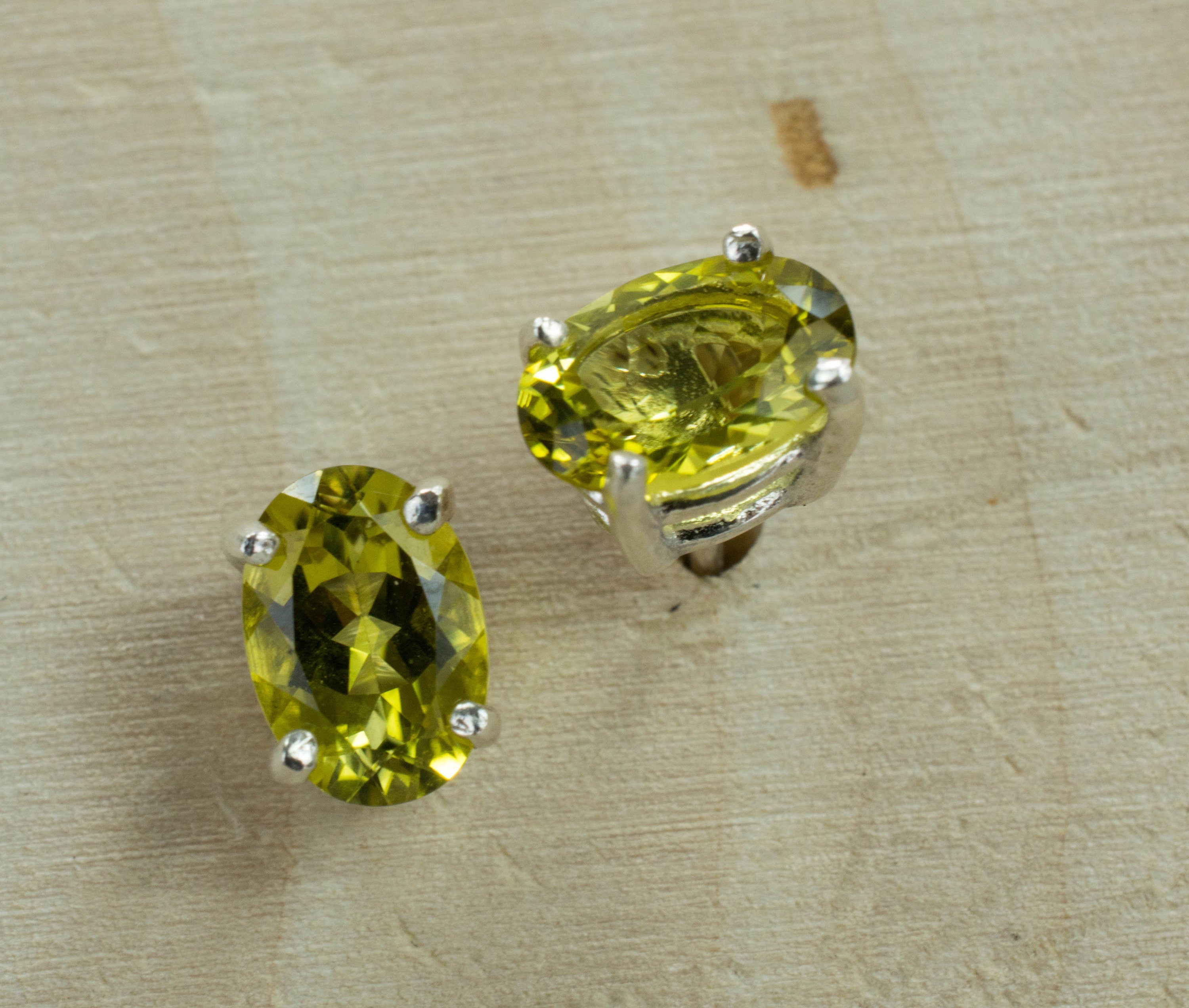 Canary Tourmaline Sterling Silver Earrings; Genuine Untreated Nigeria Tourmaline - Mark Oliver Gems