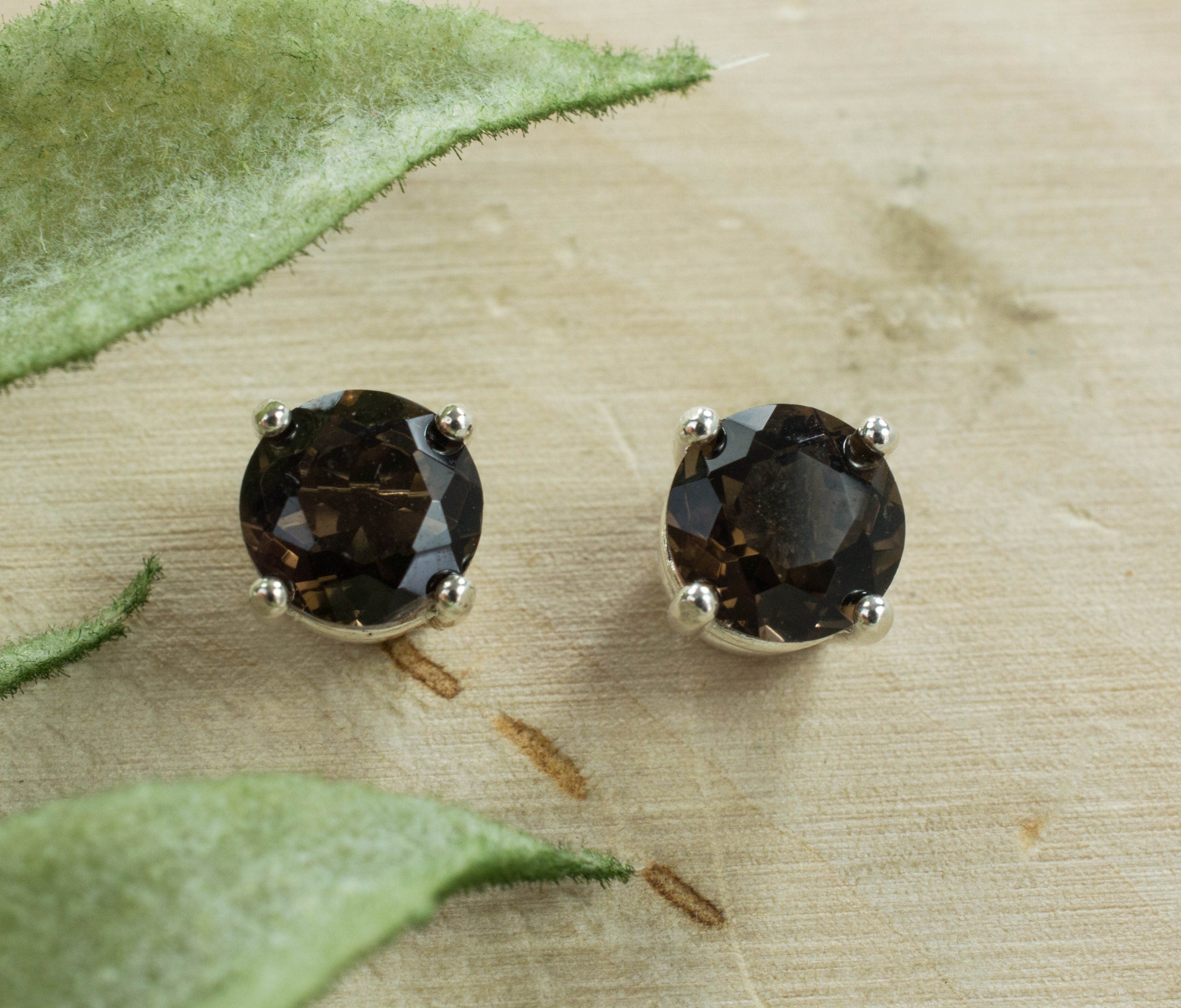 Smoky Quartz Sterling Silver Earrings; Genuine Untreated USA Quartz; Smokey Quartz Earrings; 1.570cts - Mark Oliver Gems