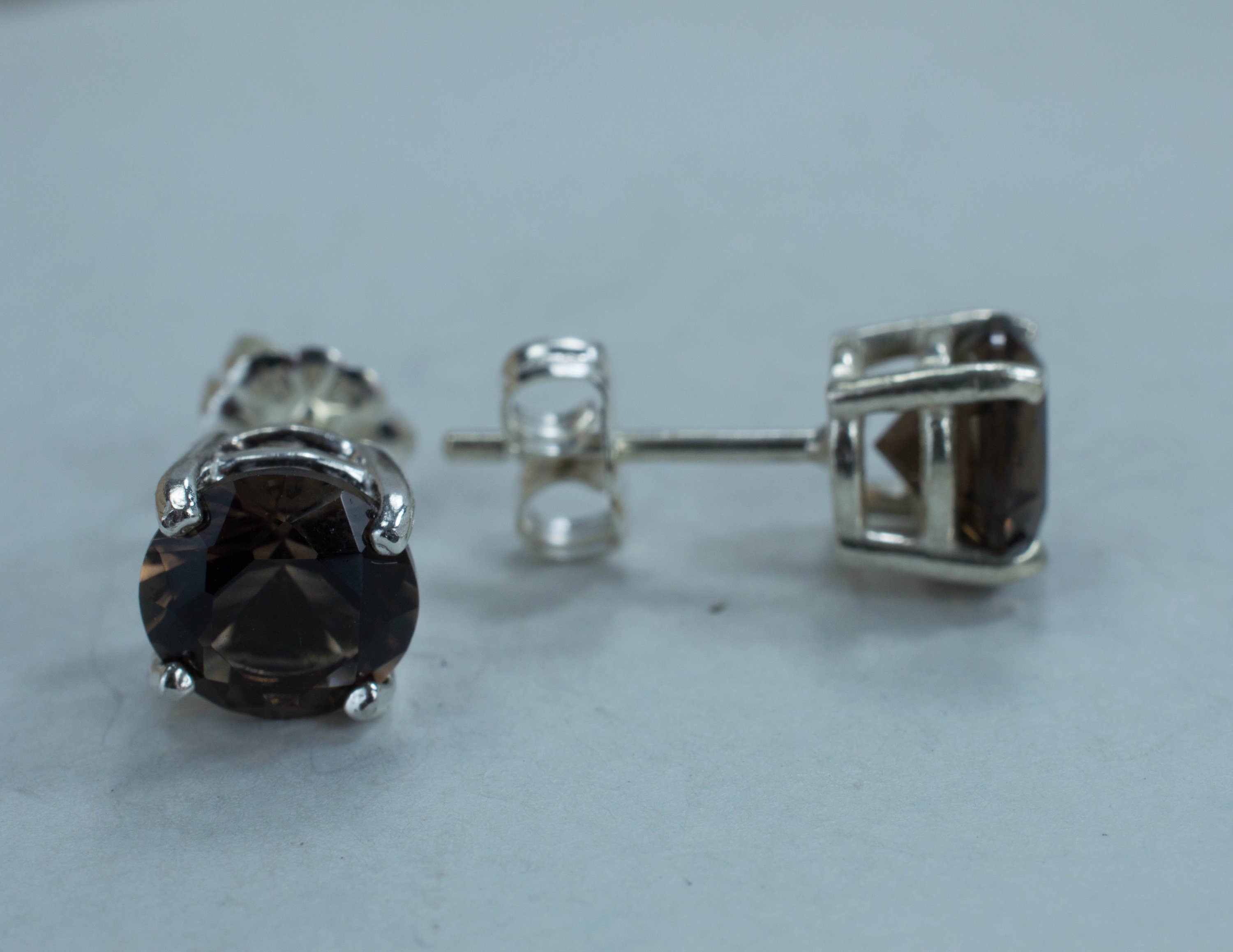 Smoky Quartz Sterling Silver Earrings; Genuine Untreated USA Quartz; Smokey Quartz Earrings; 2.330cts - Mark Oliver Gems