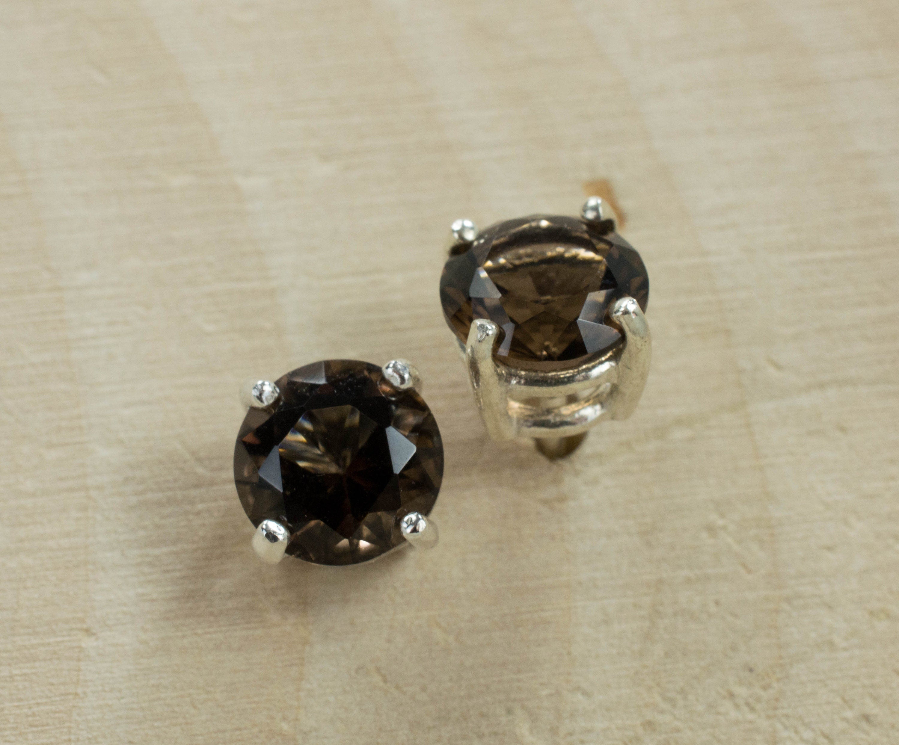 Smoky Quartz Sterling Silver Earrings; Genuine Untreated USA Quartz; Smokey Quartz Earrings; 2.330cts - Mark Oliver Gems