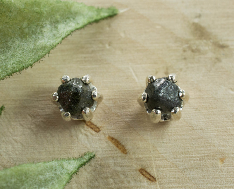 Black Diamond Sterling Silver Earrings; Genuine Untreated Ethiopian Diamonds; 1.235cts