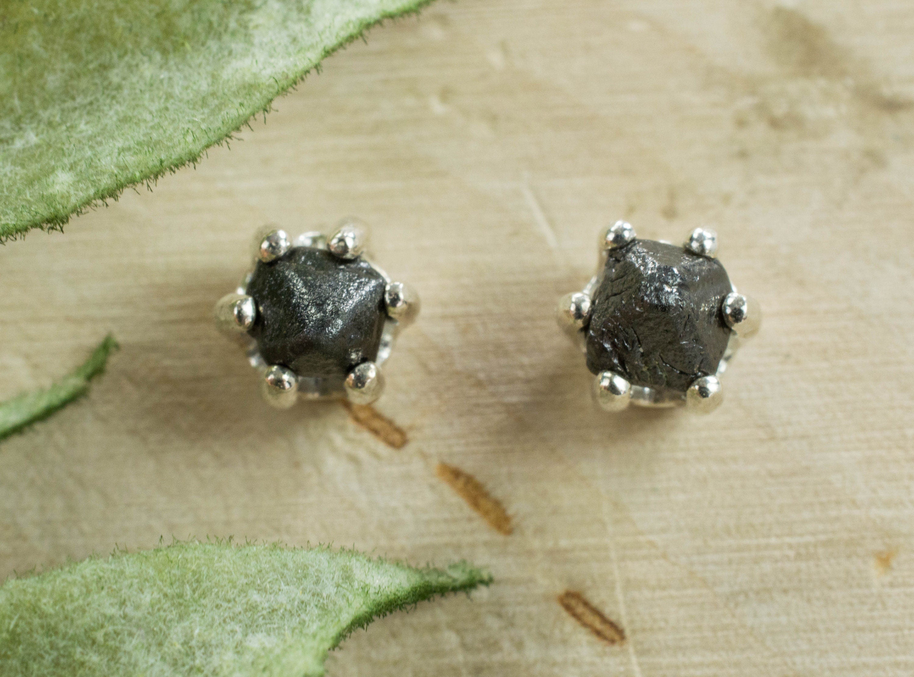 Black Diamond Sterling Silver Earrings; Natural Untreated Ethiopian Diamonds; 1.235cts - Mark Oliver Gems