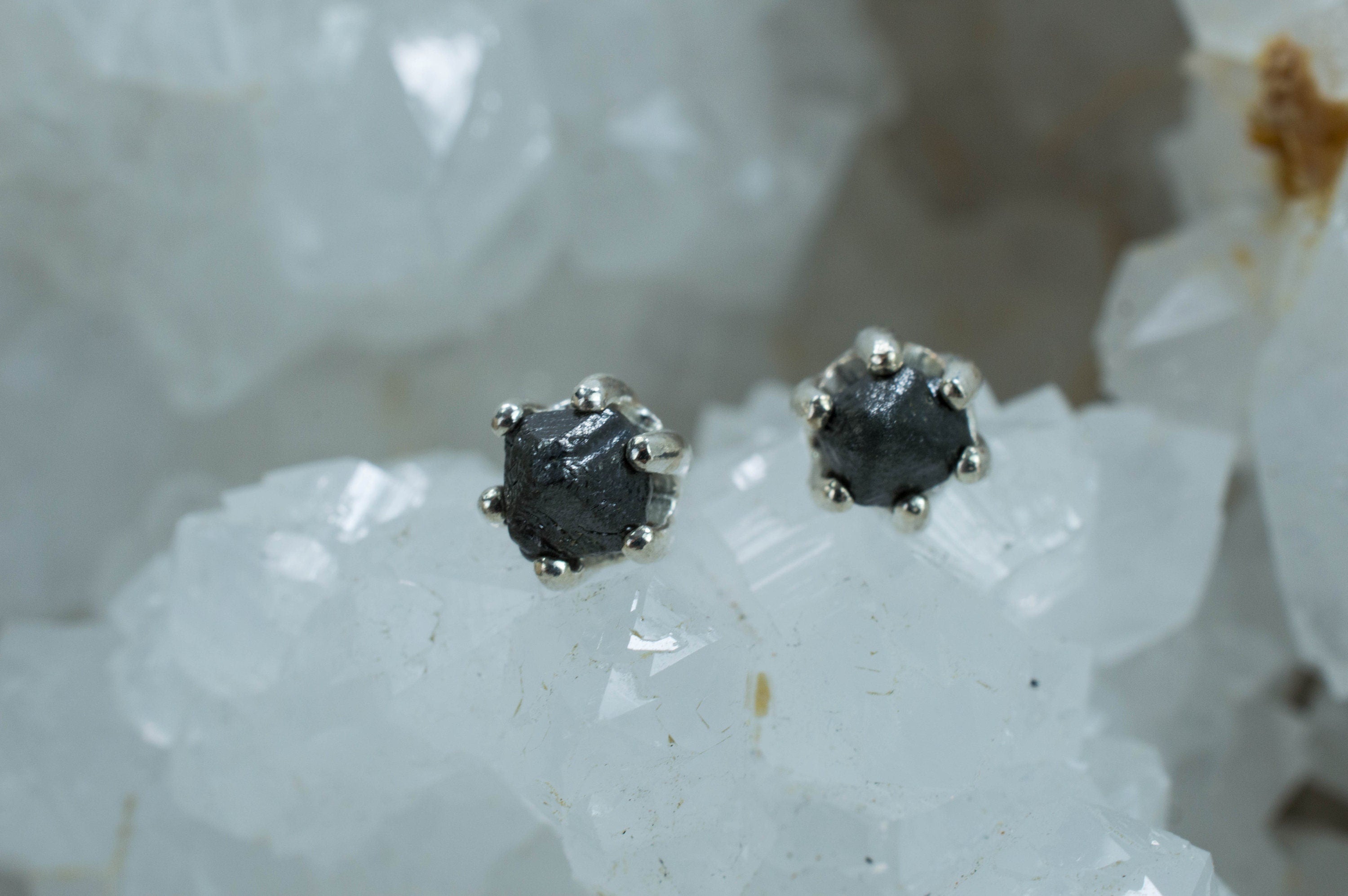 Black Diamond Sterling Silver Earrings; Natural Untreated Ethiopian Diamonds; 1.235cts - Mark Oliver Gems