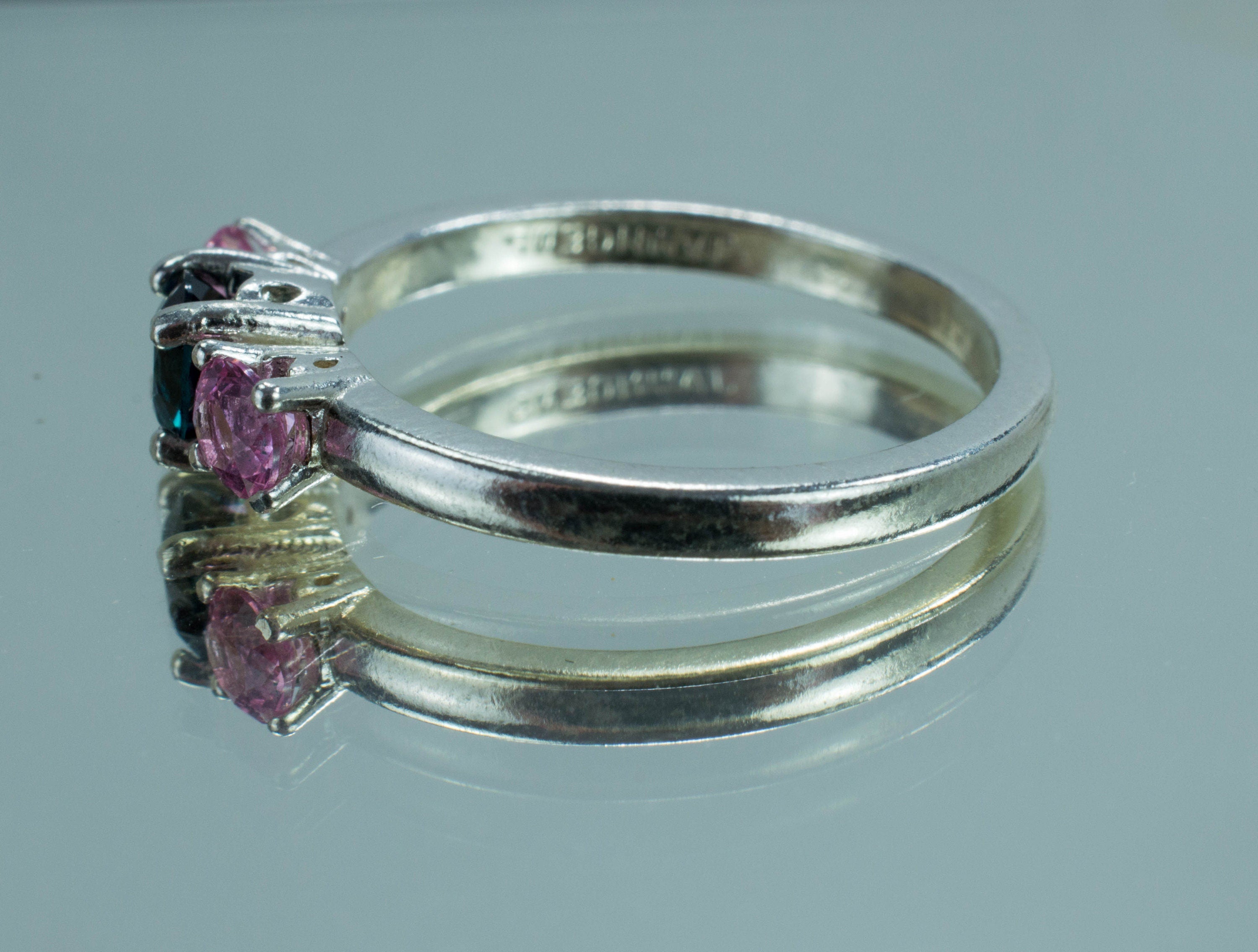 Indicolite Tourmaline and Pink Spinel Ring, Genuine Brazilian Indicolite and Vietnam Spinel; Spinel Ring; Indicolite Ring - Mark Oliver Gems