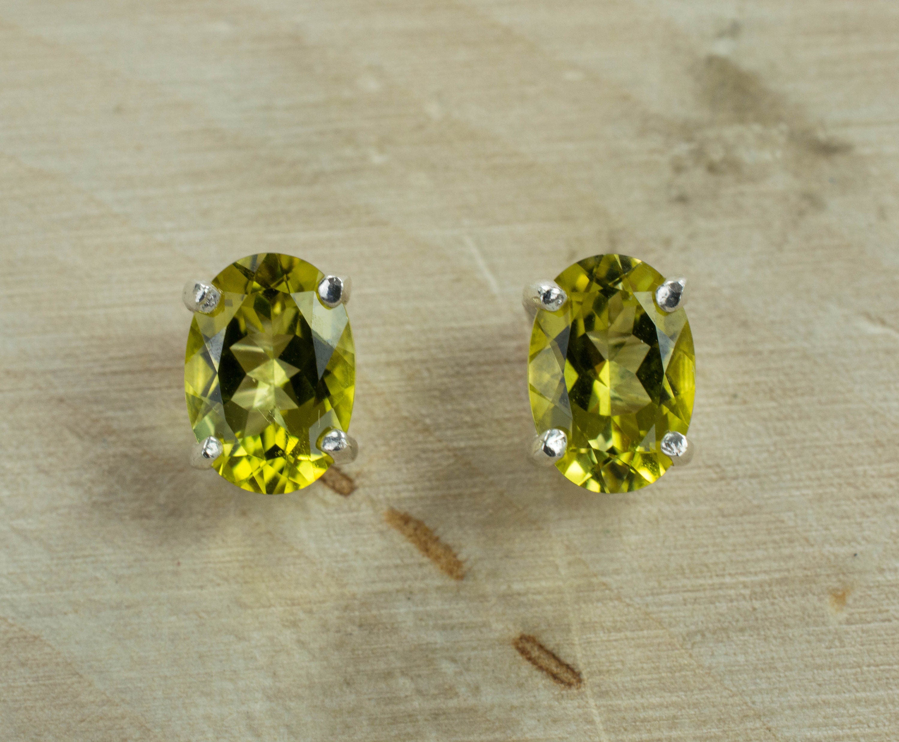 Canary Tourmaline Sterling Silver Earrings; Genuine Untreated Nigeria Tourmaline - Mark Oliver Gems