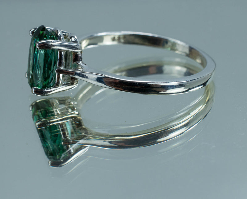 Tourmaline Sterling Silver Ring, Natural Untreated Brazil Tourmaline; Blue Tourmaline Ring
