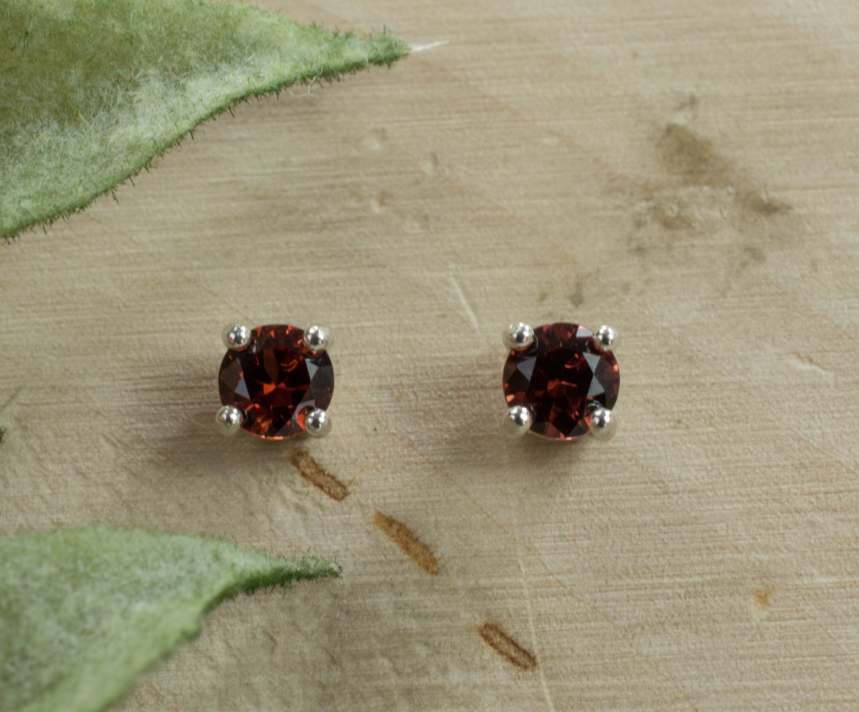 Pyrope Garnet Earrings; Genuine Untreated Madagascar Garnet; 0.580cts - Mark Oliver Gems