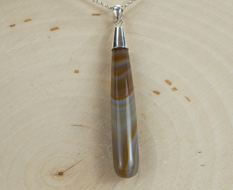 Agate Pendant; Genuine Untreated Brazil Banded Agate