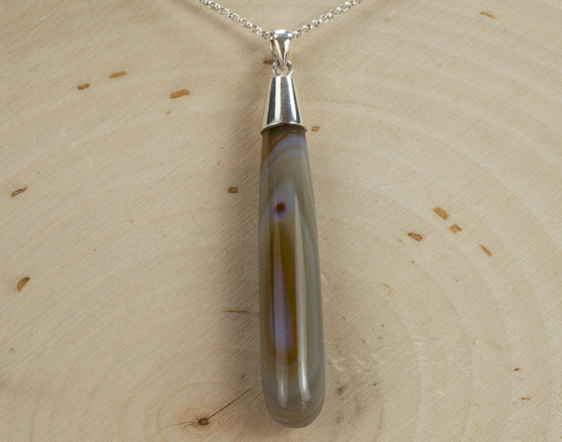Agate Pendant; Natural Untreated Brazil Banded Agate