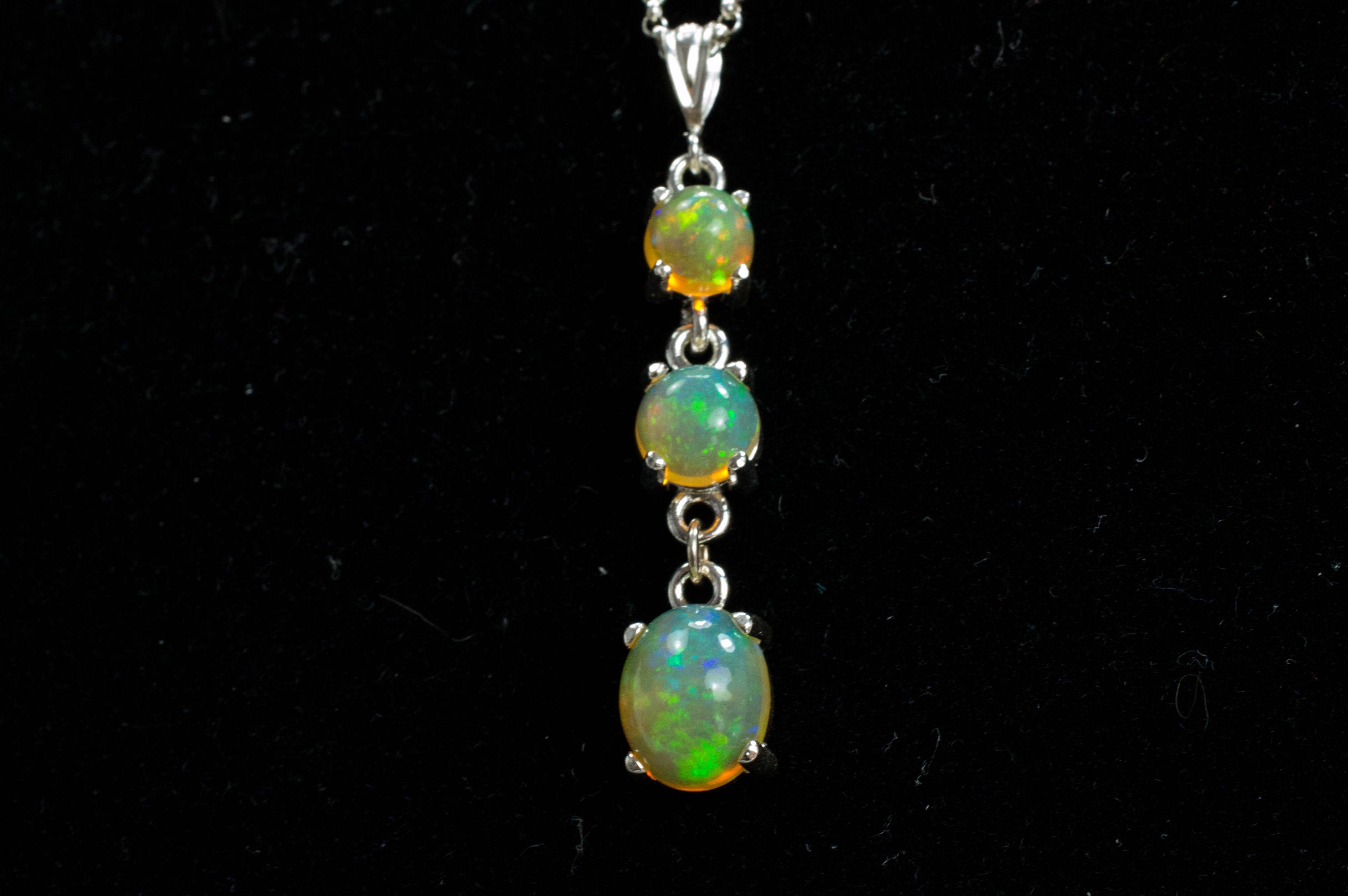 Welo Opal Sterling Silver Pendant, Genuine Untreated Ethiopian Opals - Mark Oliver Gems