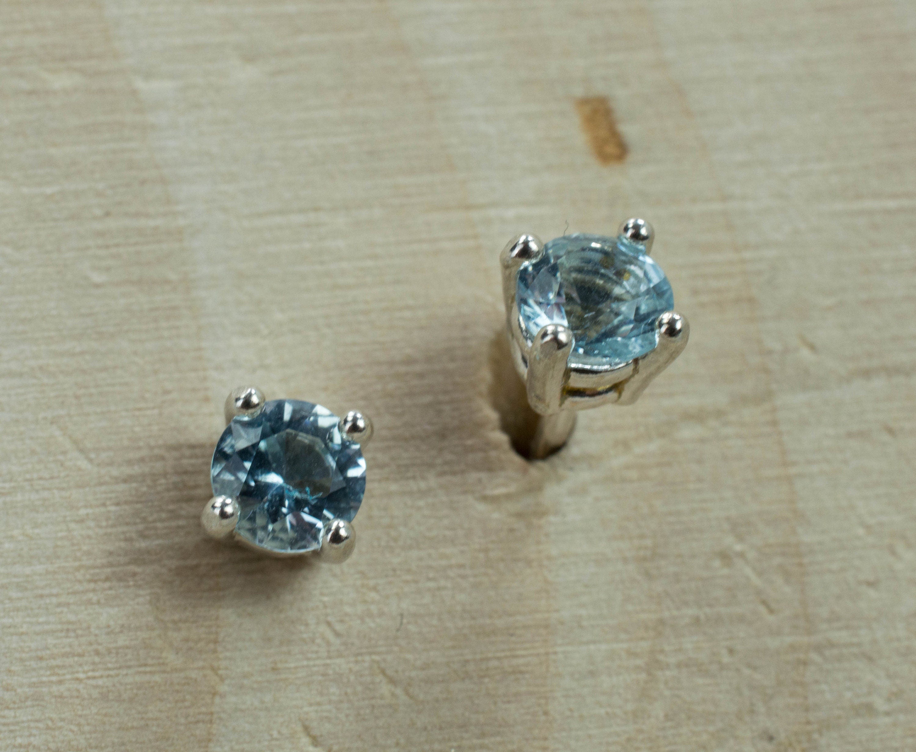 Aquamarine Earrings; Natural Untreated Madagascar Aquamarine - Mark Oliver Gems