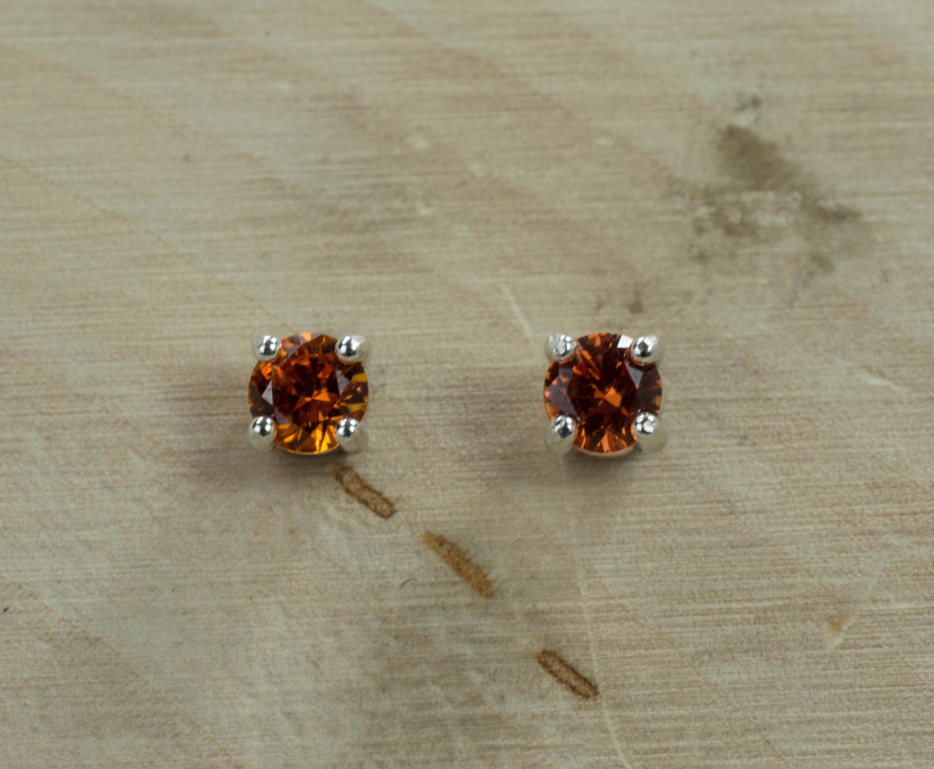 Orange Sapphire Earrings, Genuine Thailand Sapphire - Mark Oliver Gems