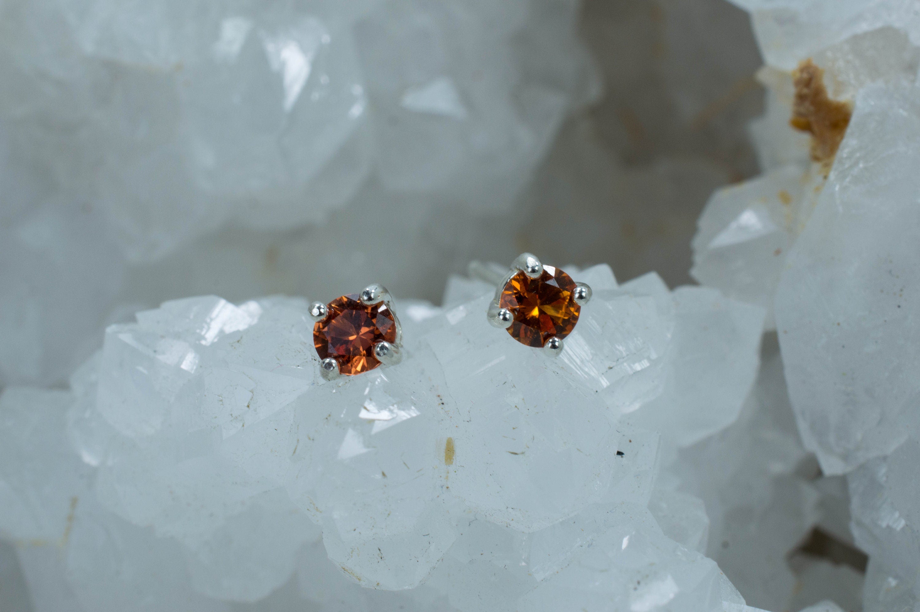 Orange Sapphire Earrings, Genuine Thailand Sapphire - Mark Oliver Gems