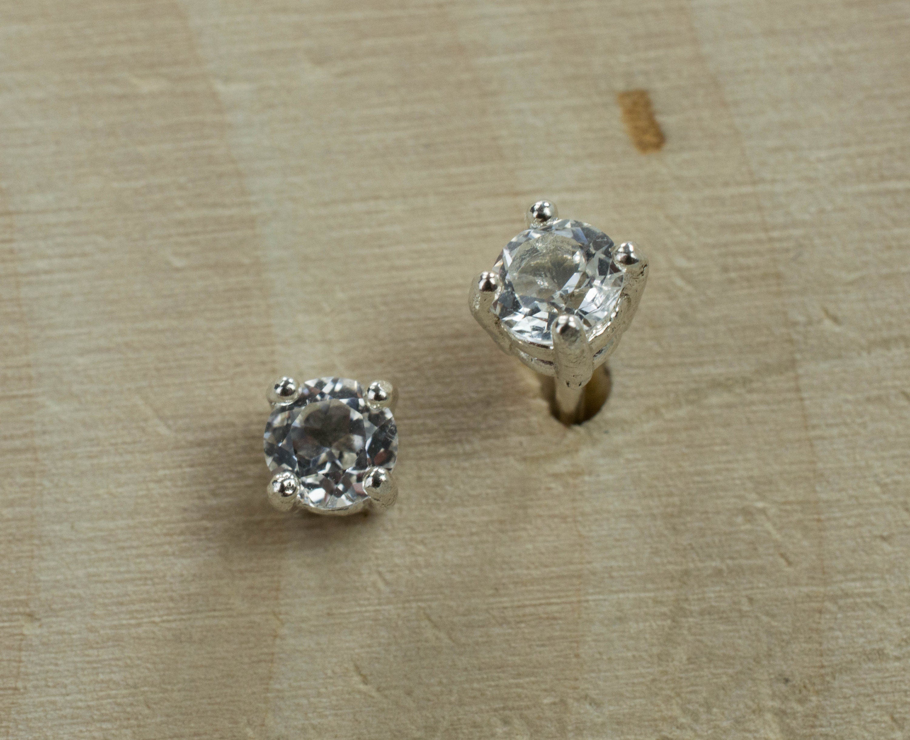 White Topaz Earrings; Genuine Untreated Brazil Topaz - Mark Oliver Gems