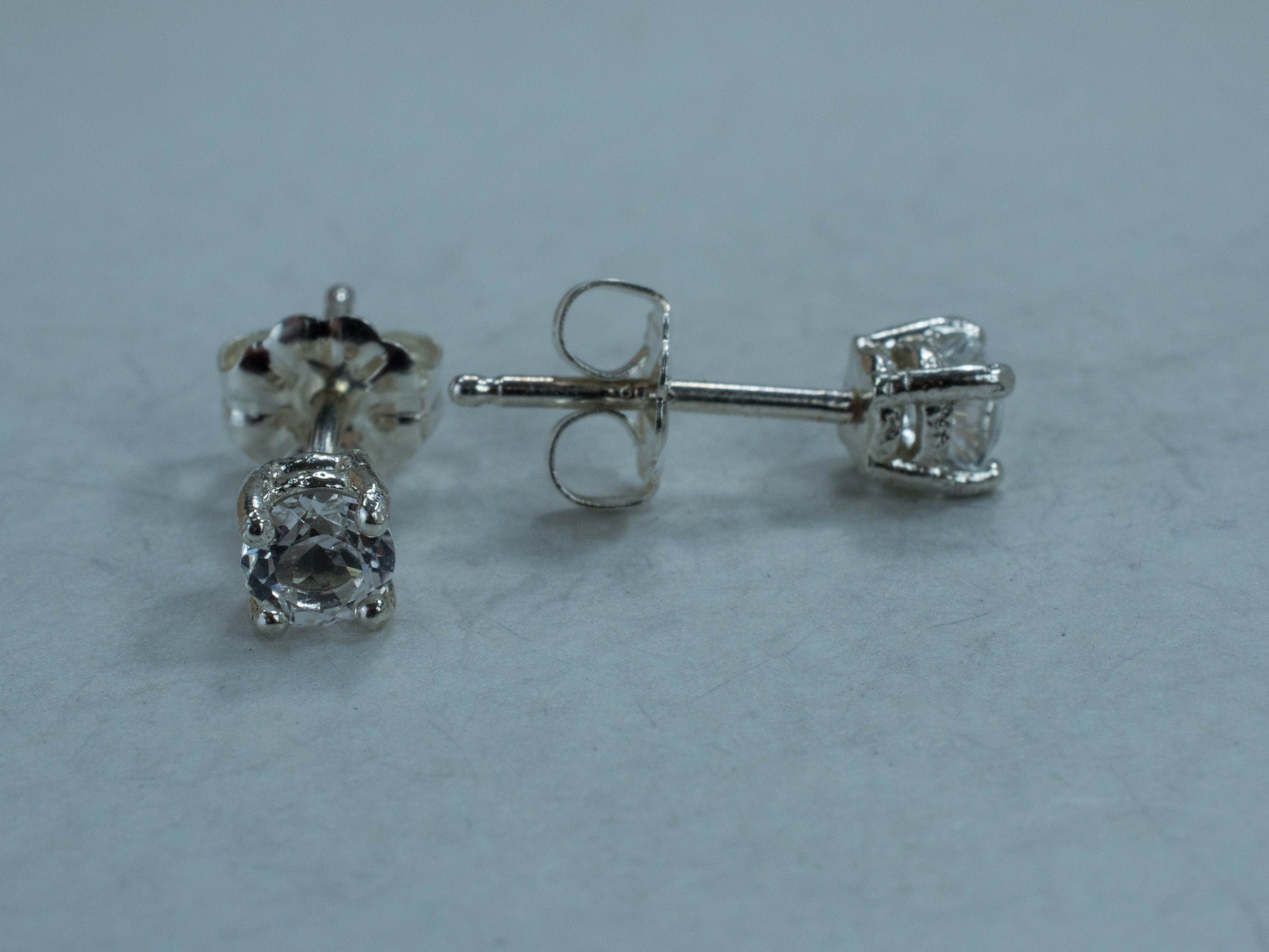 White Topaz Earrings; Genuine Untreated Brazil Topaz - Mark Oliver Gems