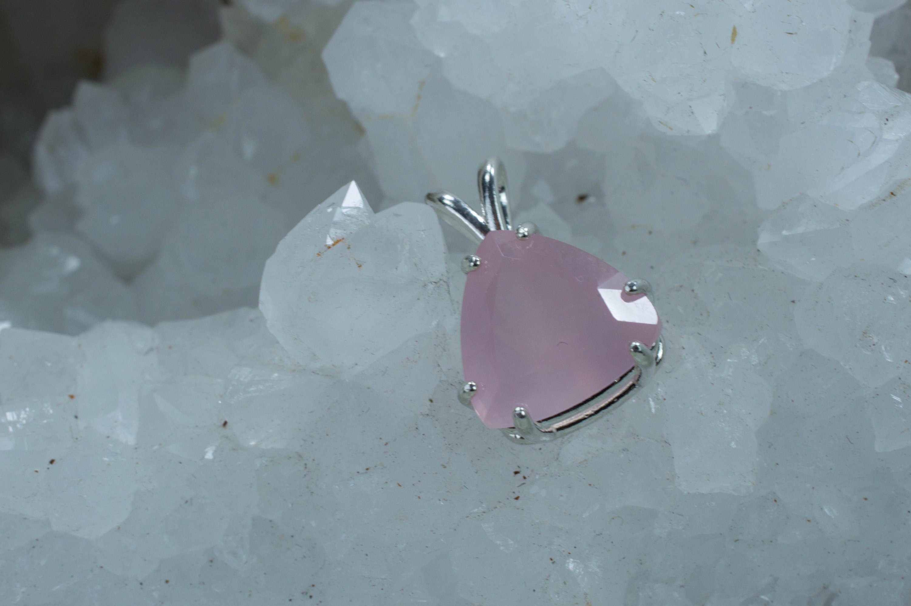 Rose Quartz Pendant; Genuine Untreated Brazilian Rose Quartz - Mark Oliver Gems