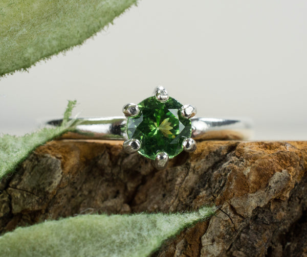 Green Zircon Ring; Genuine Untreated Sri Lanka Zircon