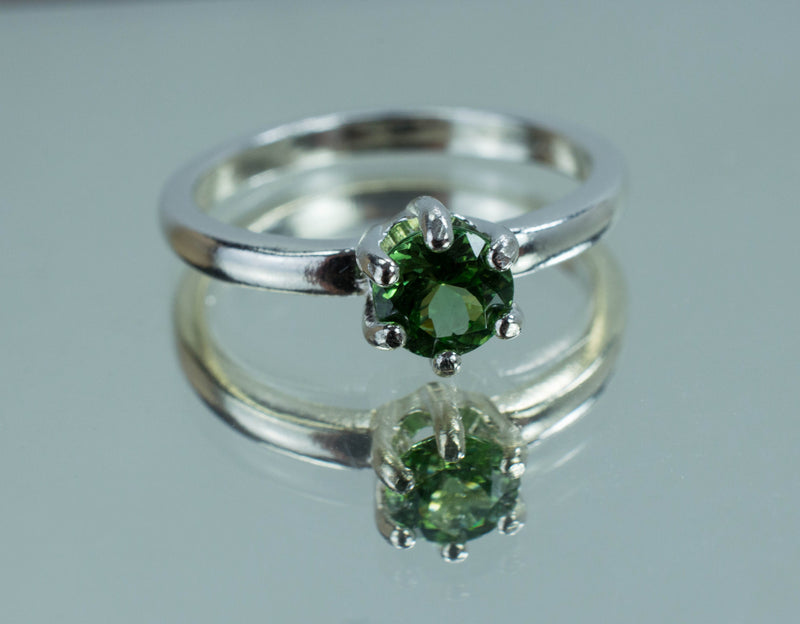 Green Zircon Ring; Genuine Untreated Sri Lanka Zircon