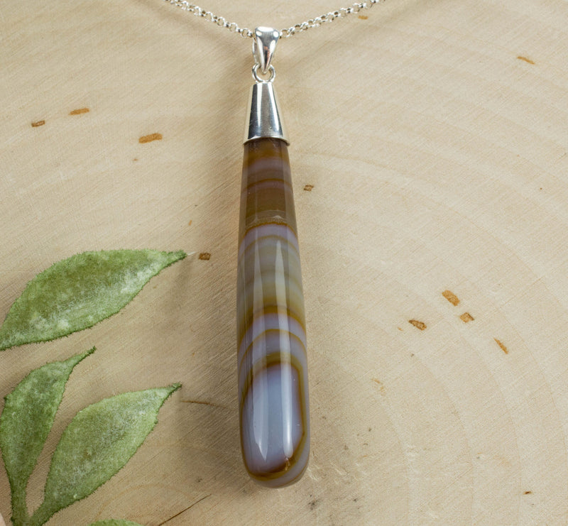 Agate Pendant; Genuine Untreated Brazil Banded Agate